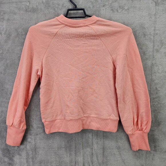 Womens Who What Wear Peach Pullover Sweatshirt Long Sleeve Button Accents XS - Picture 3 of 7